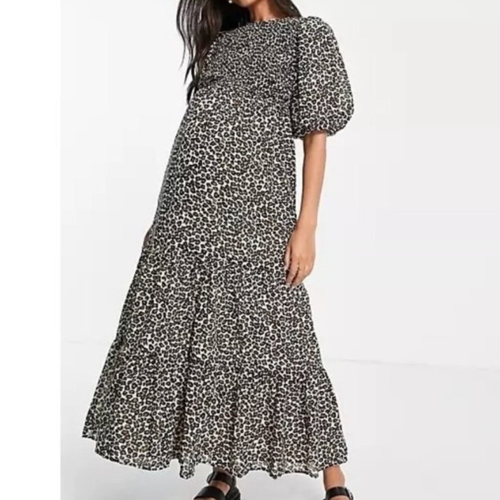 ASOS Design Leopard Maternity Smocked Maxi Dress 12